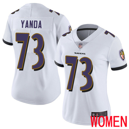 Baltimore Ravens Limited White Women Marshal Yanda Road Jersey NFL Football #73 Vapor Untouchable->youth nfl jersey->Youth Jersey